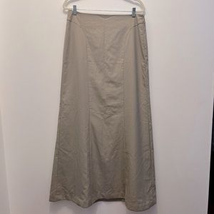 Mango Long A-Line Maxi Skirt in Light Taupe
